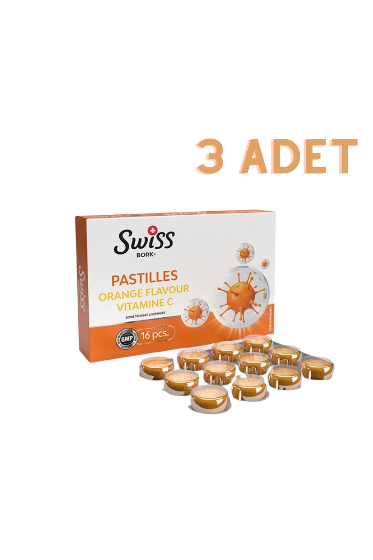 SWISS Bork Portakal Aromalı C Vitamini Pastil 3'lü Paket