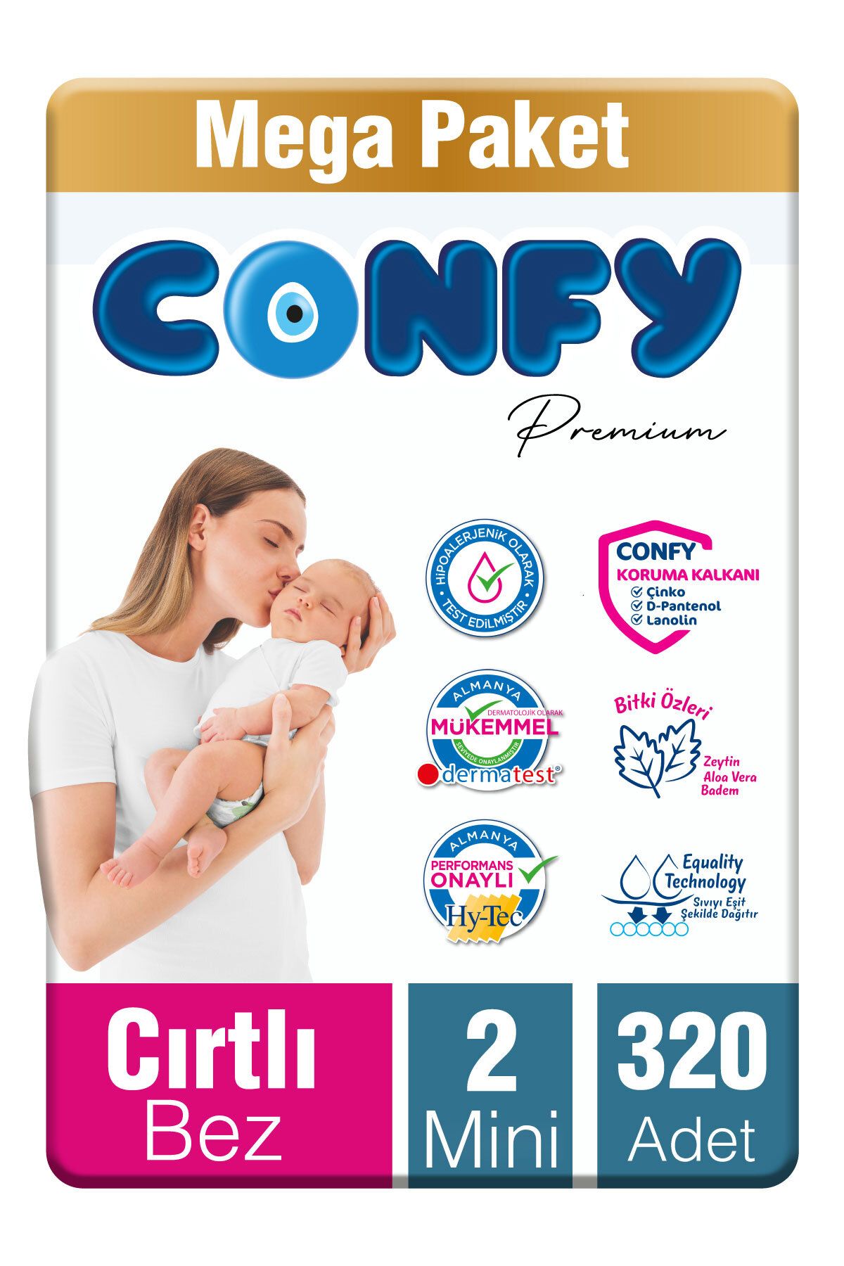 Confy Premium 2 Numara Bebek Bezi Mini 3 - 6 Kg 320 Adet