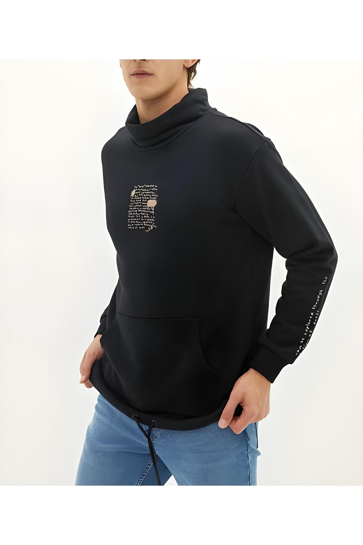 LC Waikiki Balıkçı Yaka Uzun Kollu Baskılı Erkek Sweatshirt