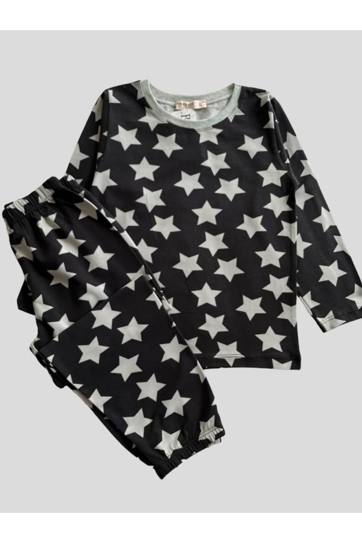 Breeze Kız Çocuk %100 Pamuklu Yıldız Desenli Paçası Lastikli Pijama Takımı