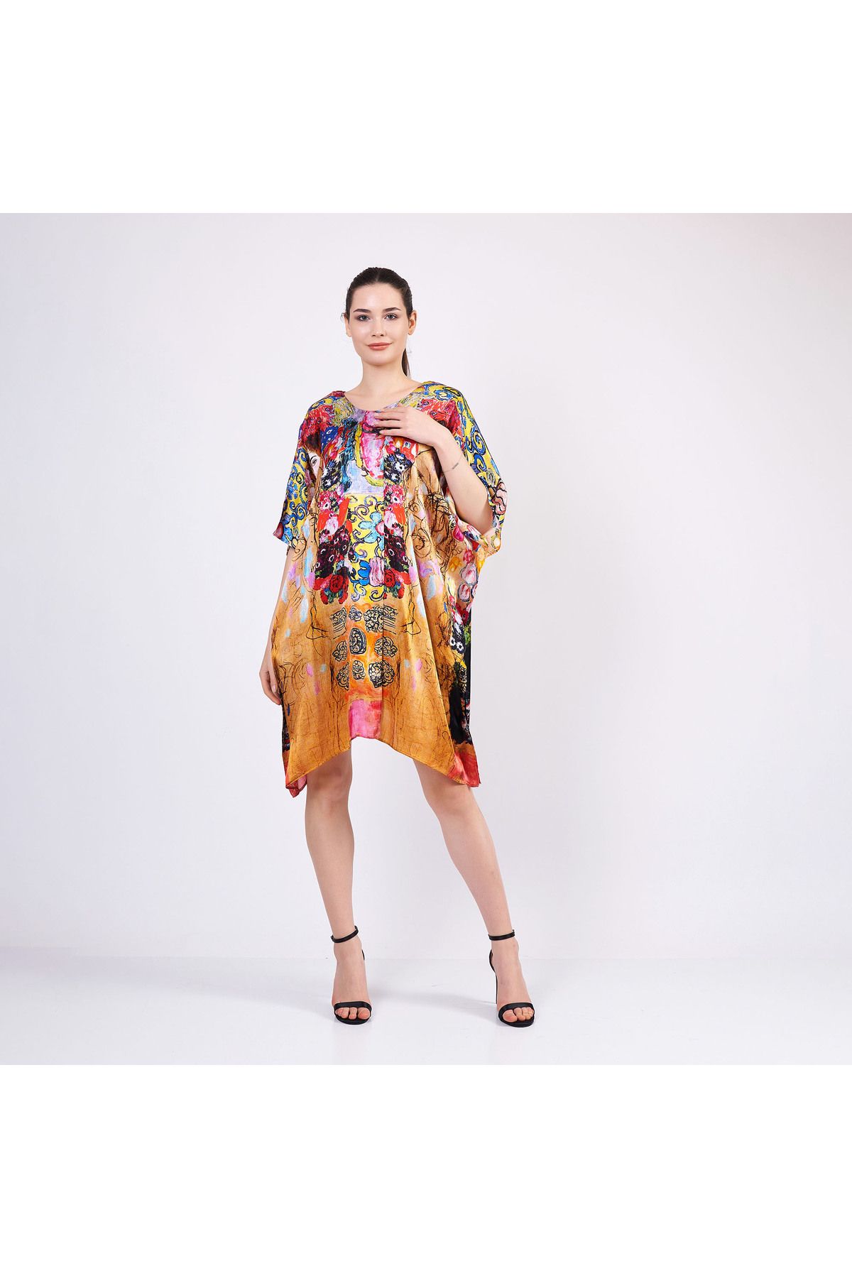 Nomads Felt %100 İpek Kısa Kimono Pareo | Gustav Klimt Maria Munk | Nomads Felt