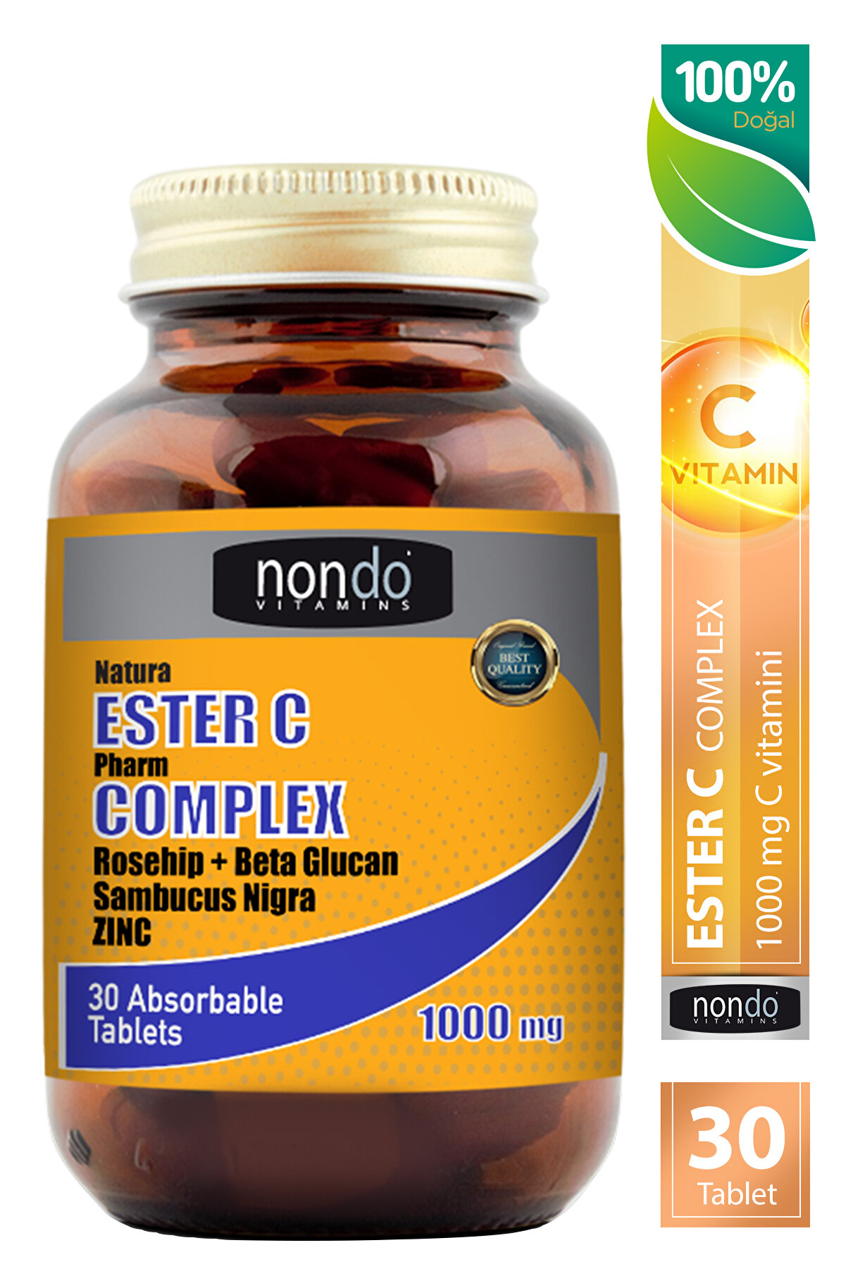 Nondo Ester C 1000 Mg C Vitamini Emilebilir 30 Tablet. (C VİTAMİNİ, KUŞ BURNU EKSTRESİ,)