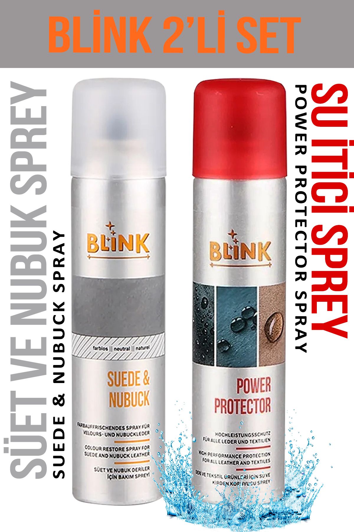 Blink Natural Süet Nubuk Sprey 250 Ml + Su Itici Sprey Power Protector 250 Ml
