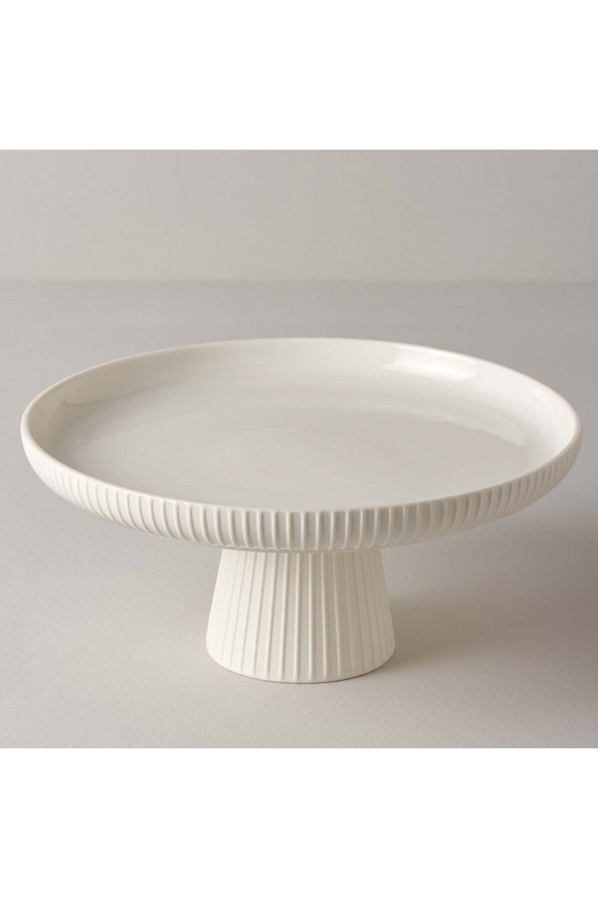 Linens Trend Porselen 26 Cm Ayaklı Tabak Beyaz