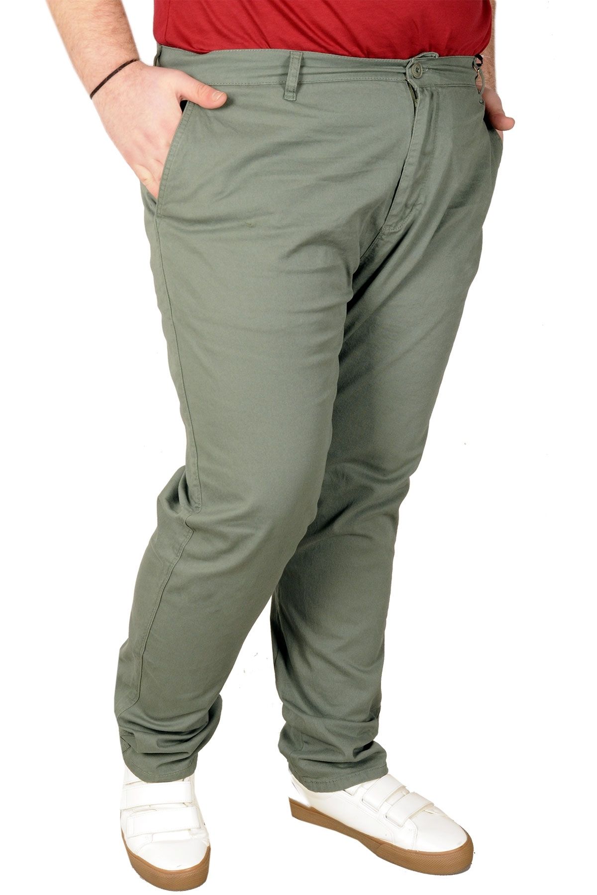 Modexl Mode Xl Büyük Beden Erkek Pantolon Keten Milano 20850 Yeşil