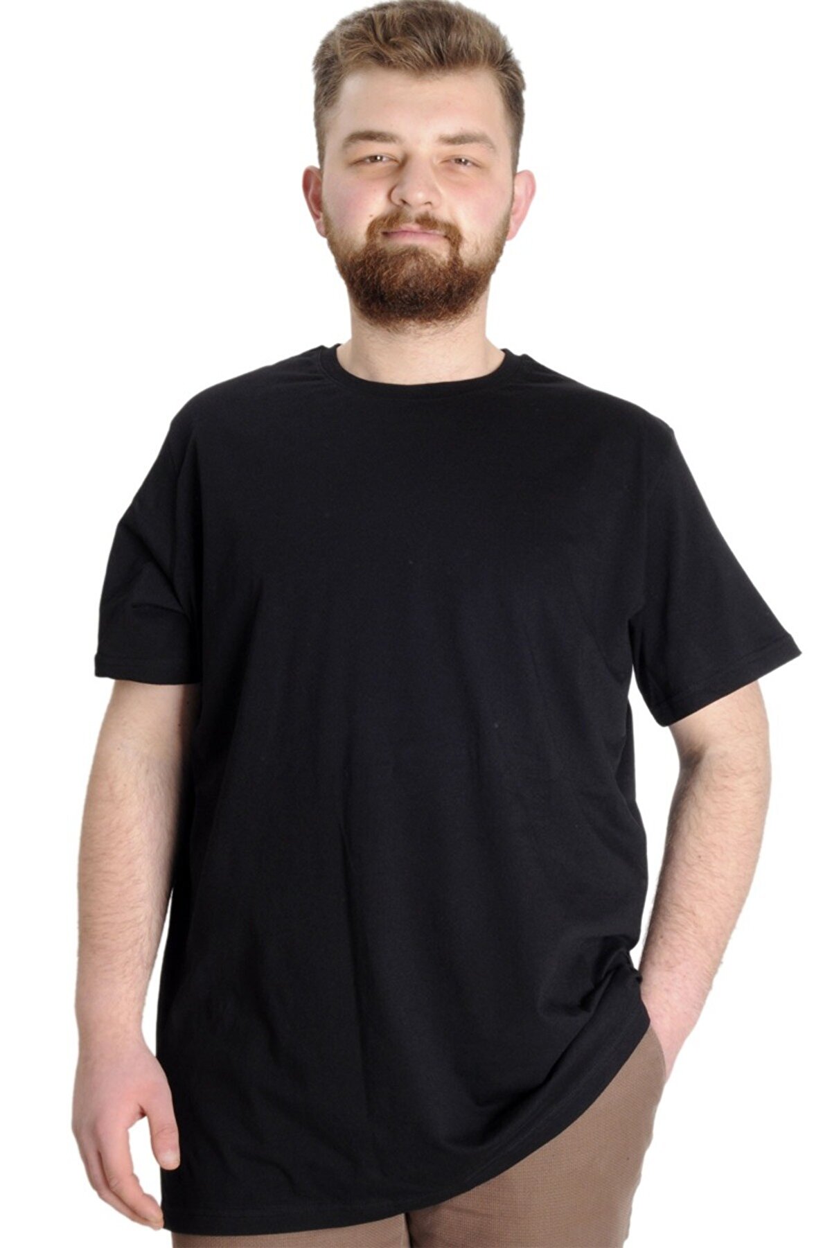 Modexl Mode Xl Büyük Beden Erkek T-shirt Basic 20031 Siyah