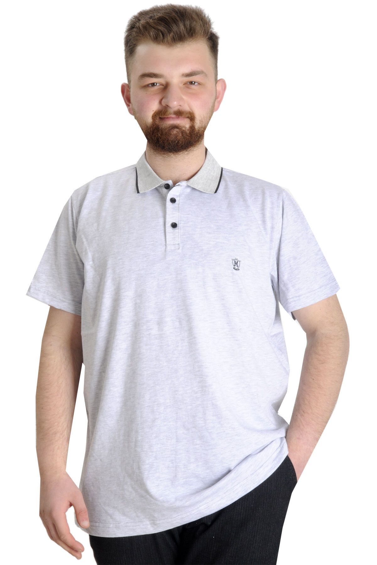 Modexl Mode XL Büyük Beden T shirt Polo Likralı Süprem Nakış 21554 Grimelanj
