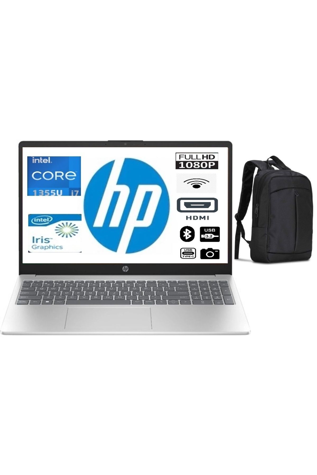 HP 15-FD0039NT Intel Core I7-1355U 32GB 1TB SSD W11P 15.6" Fhd Taşınabilir Bilgisayar Çanta Hediyeli