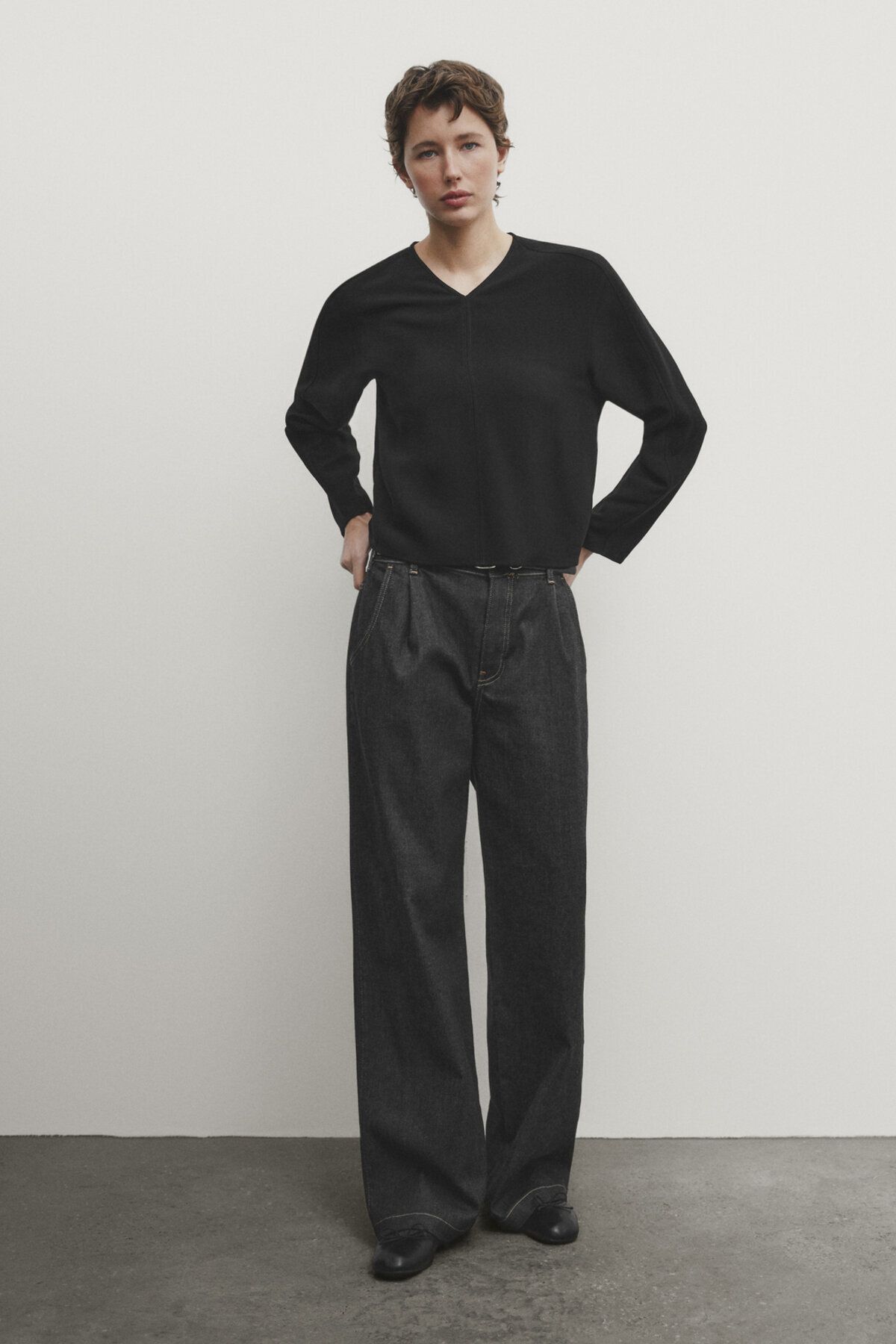 Massimo Dutti Siyah V yaka bluz