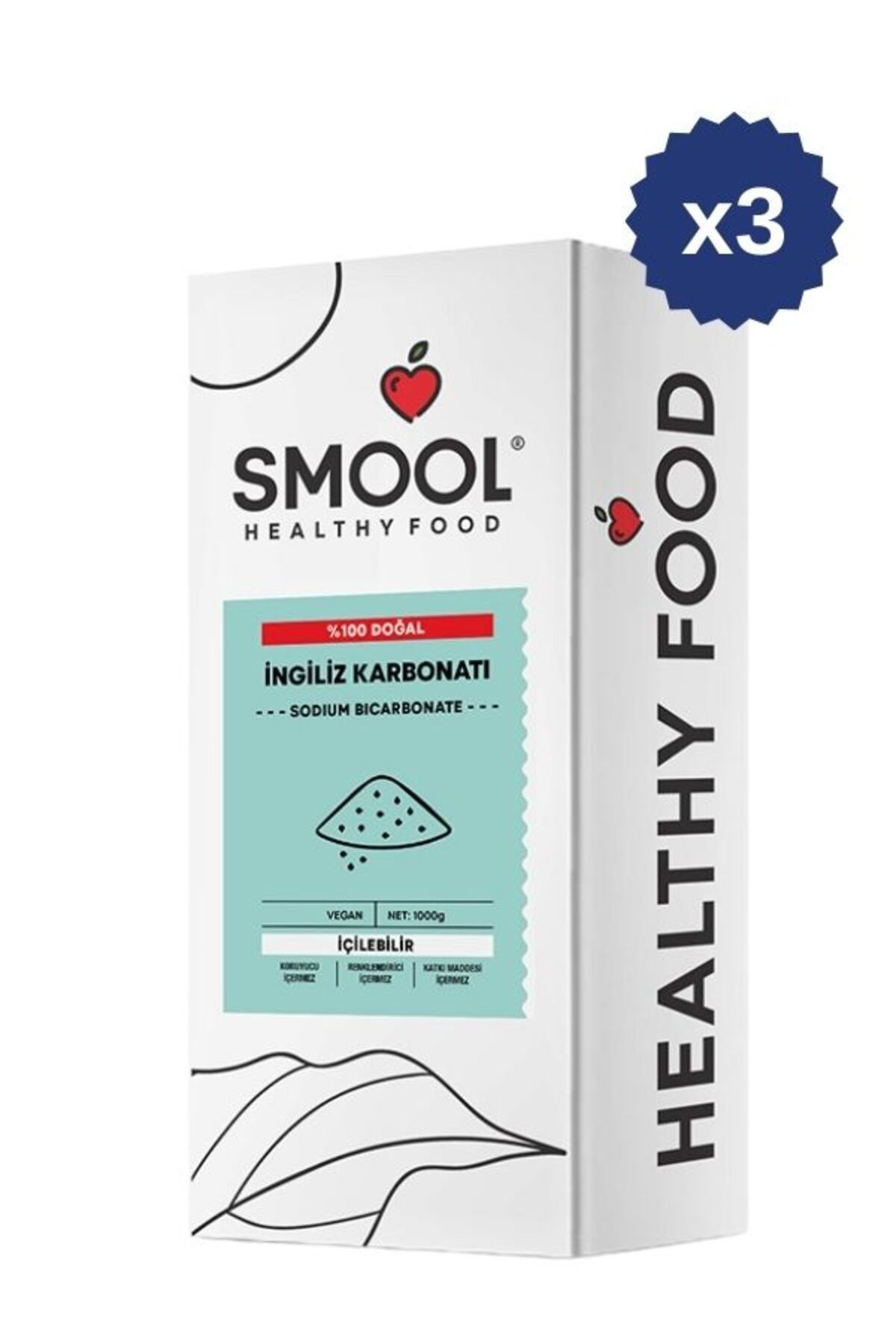 SMOOL İngiliz Karbonatı 1000 gr x3 İçilebilir, Katkısız, Doğal, Food Grade