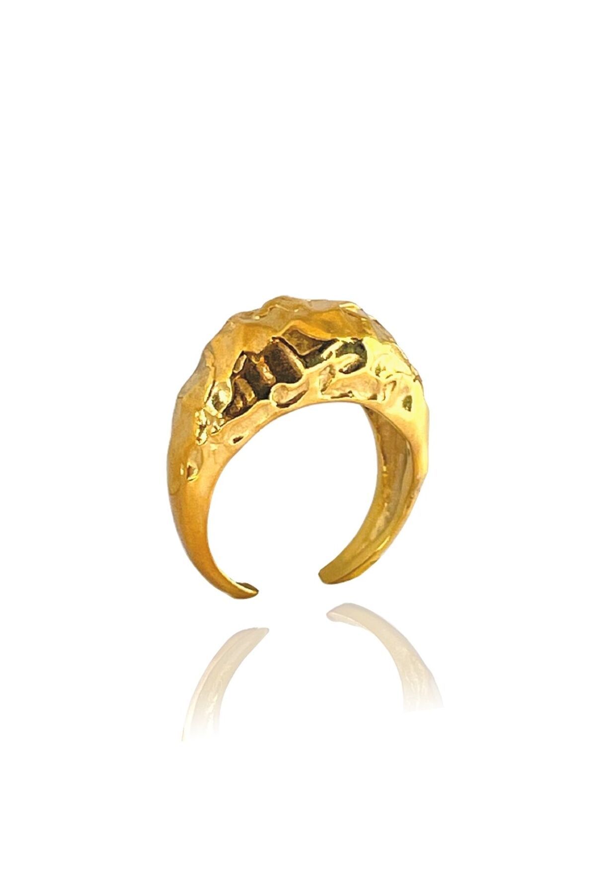 Linya Jewellery Pary Amorf Oval Parlak Gold Yüzük