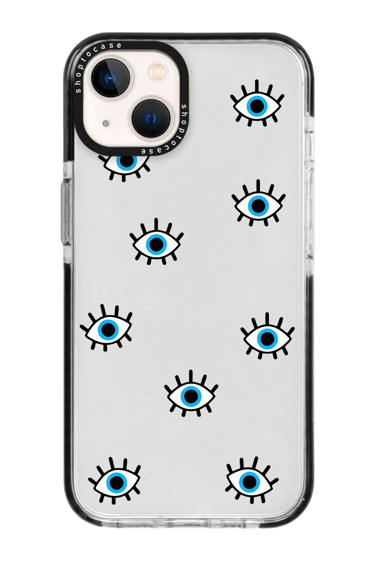 shoptocase Iphone 13 Uyumlu Siyah Impact Nazar Gözler Tasarımlı Telefon Kılıfı