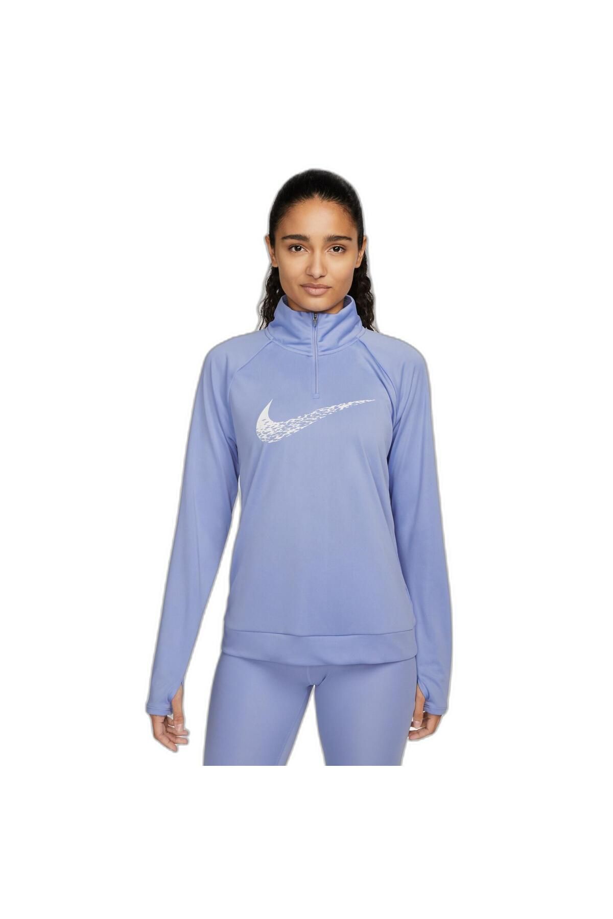 Nike Kazak kadın Nike Dri-FIT Swoosh Run Açık Mavi Kadın Kazak