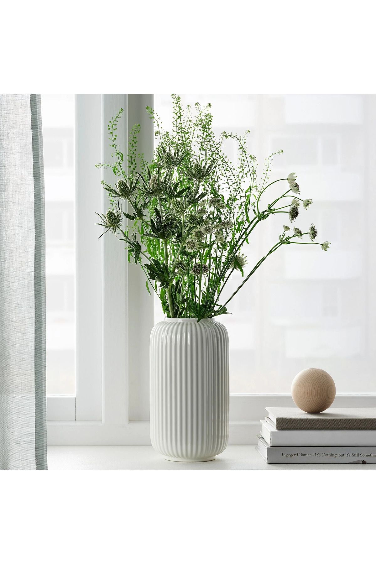 IKEA STILREN seramik vazo, beyaz, 22 cm