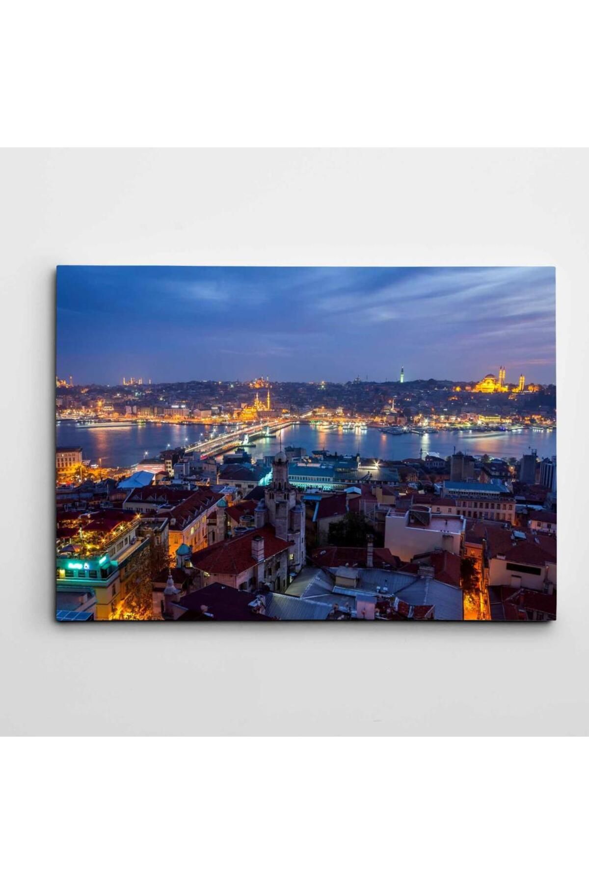 artefoni İstanbul Haliç Gece Manzarası Dekoratif Kanvas Tablo 50 x 70 CM