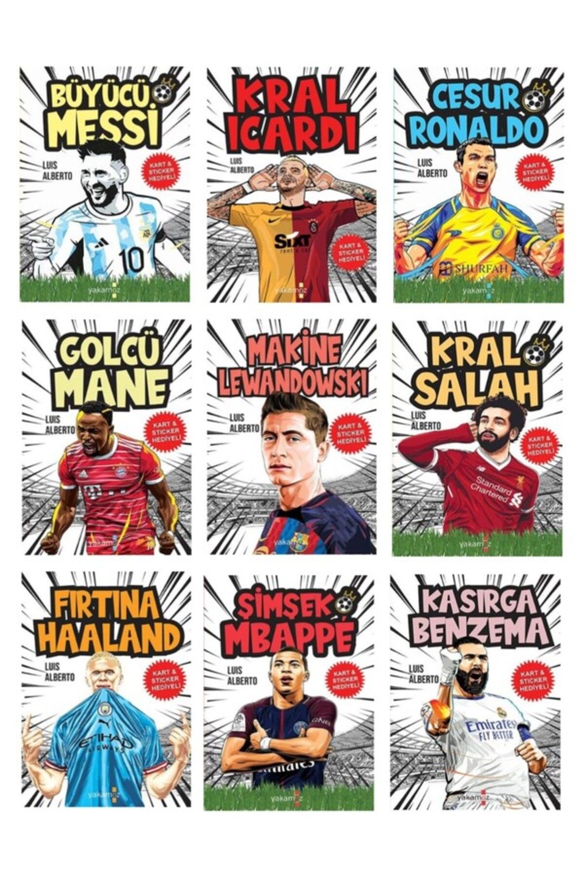 Yakamoz Yayınları Messi-Ronaldo-Icardi-Salah-Mbappe-Haaland-Benzema-Mane-Lewandowski + Rüya Takımı Boyama HEDİYE