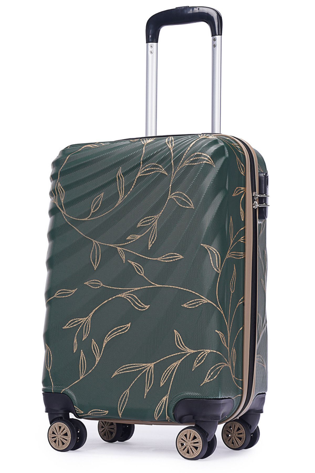 Wexta Wx-300 Yaprak Baskılı Yağ Yeşili Kabin Boy Valiz / Seyahat Bavulu