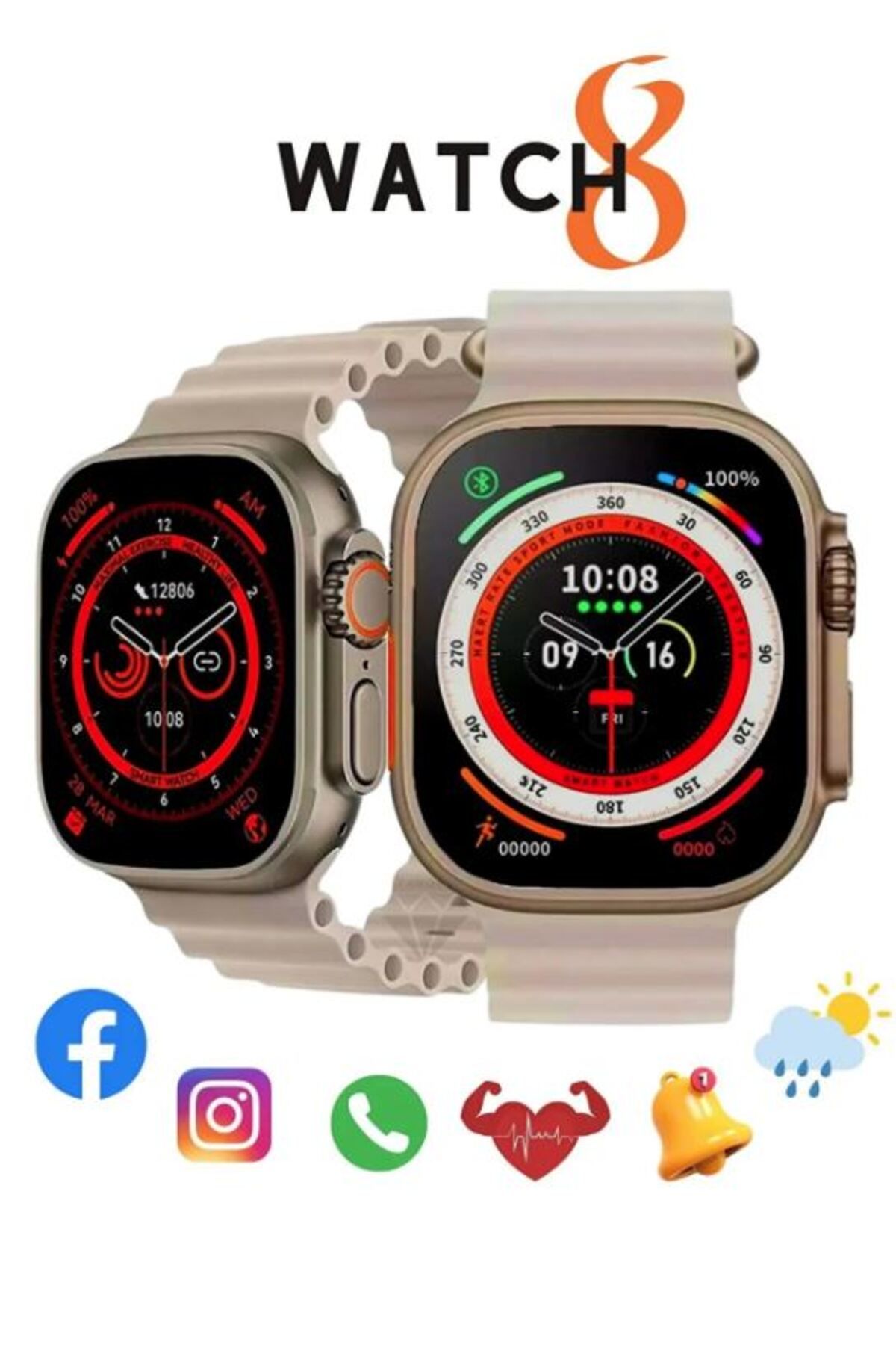 Favors Watch 8 Ultra Gri Akıllı Saat Arama Yapma, Sensörlü, Spor Mod, Bildirim, Türkçe Smart Watch