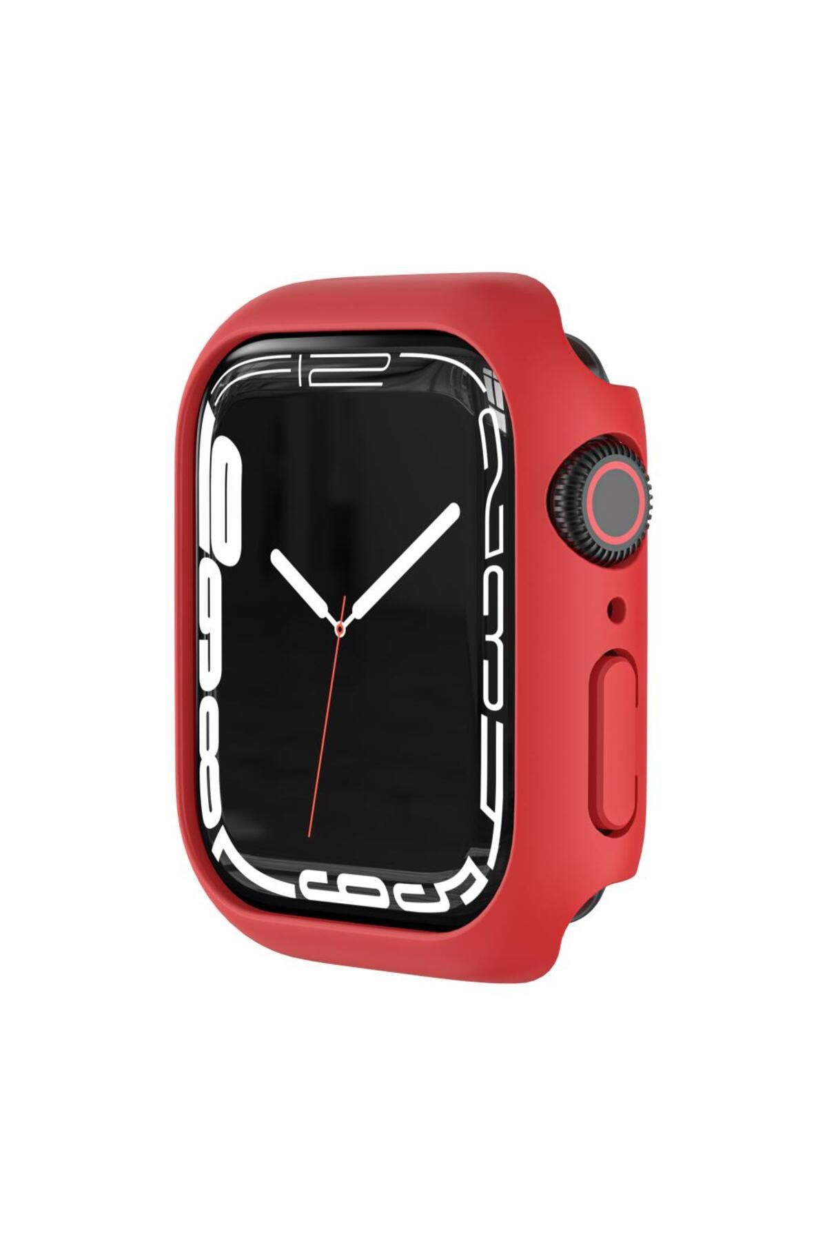 Techmaster Apple Watch 7 Serisi 45mm Rubber Sert Plastik Mat Kılıf Kapak