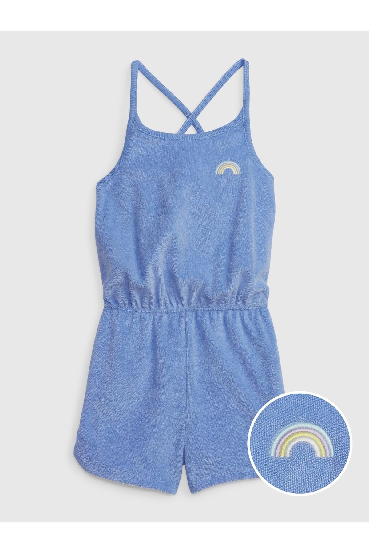 GAP Kız Bebek Mavi Havlu Kumaş Grafikli Tulum