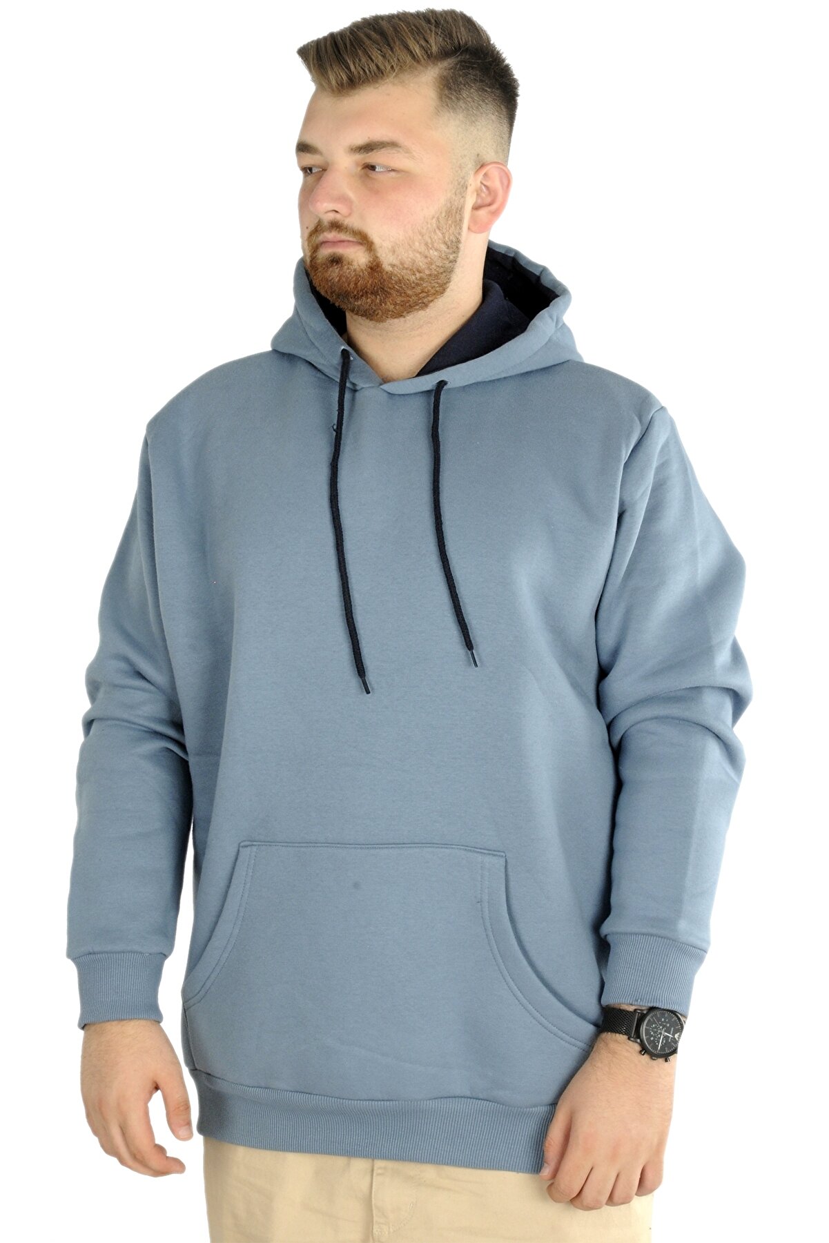 Modexl Mode Xl Erkek Sweatshirt Kapşonlu Pocket Basic 20562 Mavi