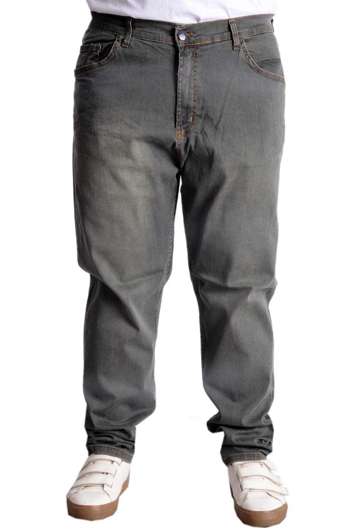 Modexl Mode XL Büyük Beden Erkek Kot Pantolon 5Cep Tint 23915 Yeşil