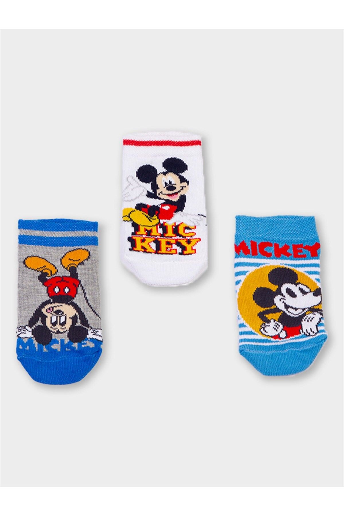 Mickey Mouse Disney Mickey Mouse Lisanslı Erkek Çocuk 3 Çift Patik Çorap 21073
