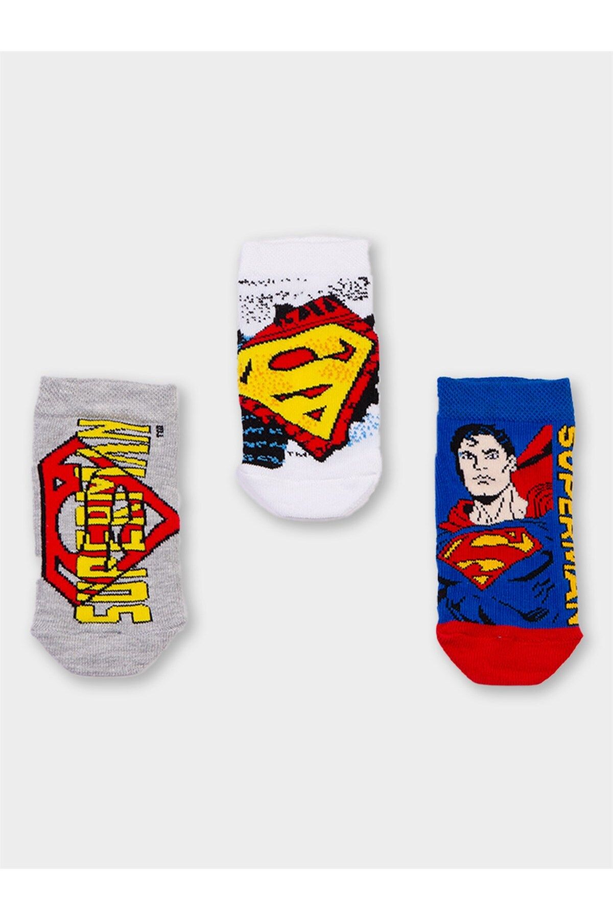 Superman Lisanslı Erkek Çocuk 3 Çift Patik Çorap 21084