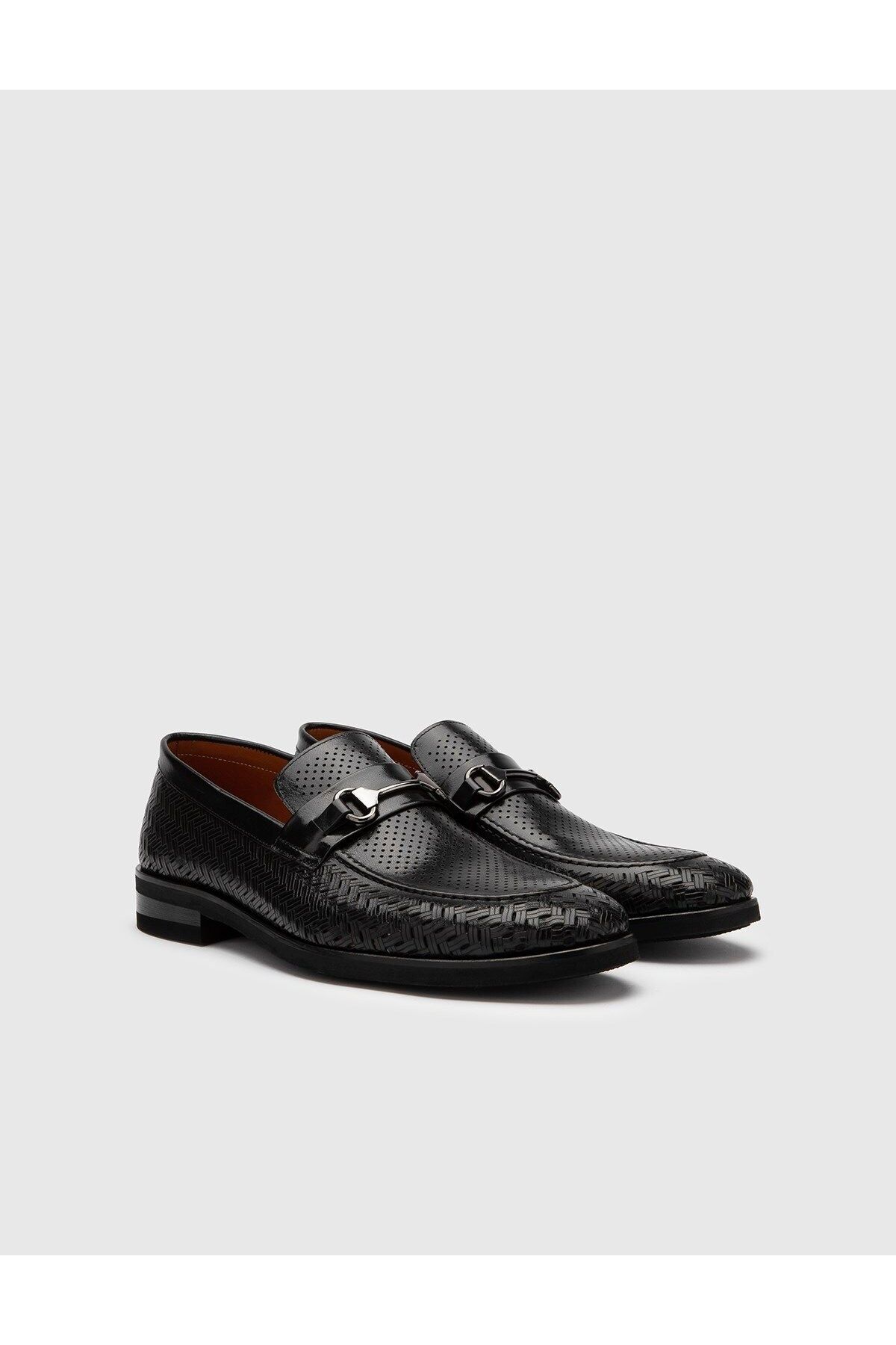 İlvi Fingal Hakiki Buffalo Deri Erkek Siyah Klasik Ayakkabı