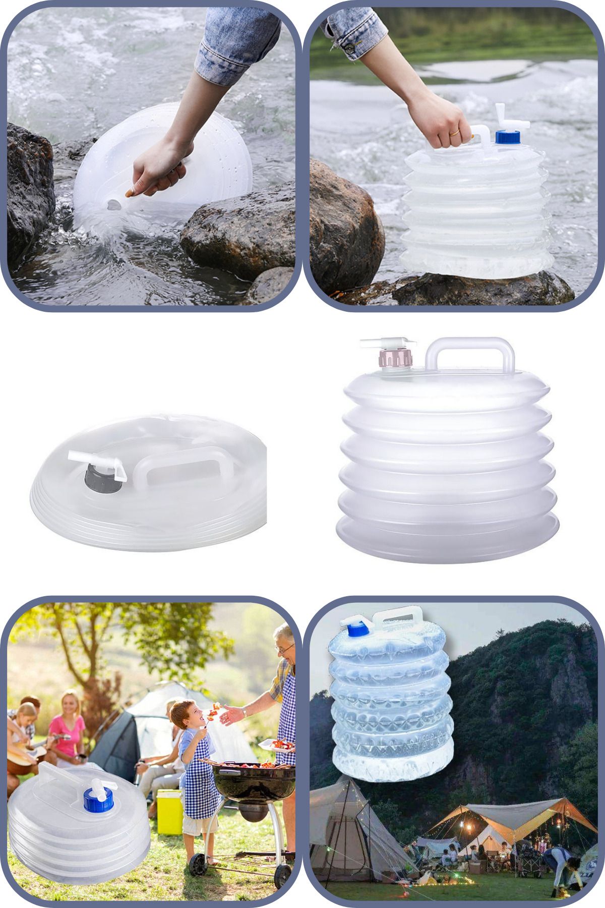 Eynel 10 lt Katlanabilir Musluklu Su Bidonu, Akordiyon Damacana Çeşmeli Su Torbası Plastik Piknik Kamp