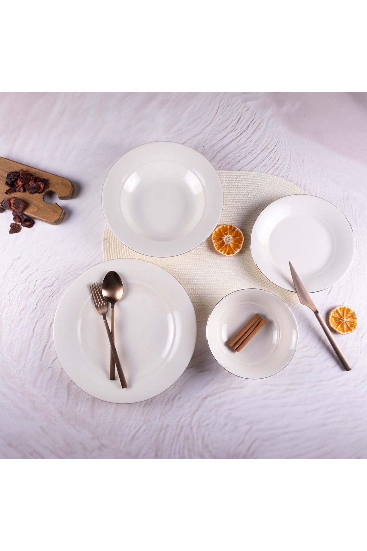 Tulü Porselen Tulu Platin 6 Kişilik 24 Parça Yemek Takımı