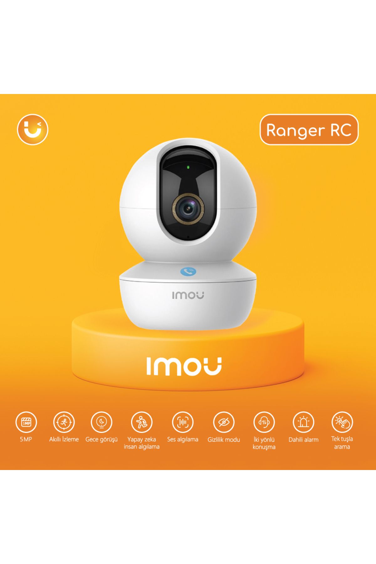 Imou Ranger Rc 5 Mp Iç Ortam Pt Kamera - Çift Yönlü Konuşma - Tek Tuşla Arama- Onvıf ( Ipc-gk2cp-5c0wr)