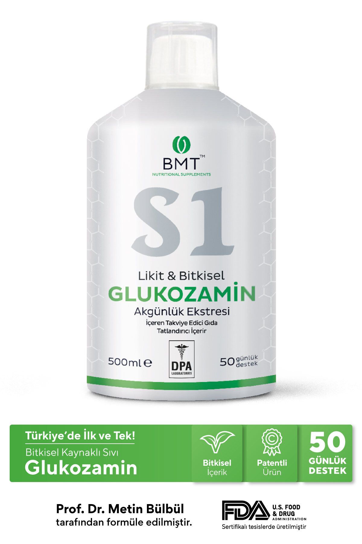 Biomet S1 Glukozamin™, Bitkisel Glukozamin Ve Akgünlük Ekstresi Sıvı Takviye Edici Gıda 50 Gün Vegan 500ml