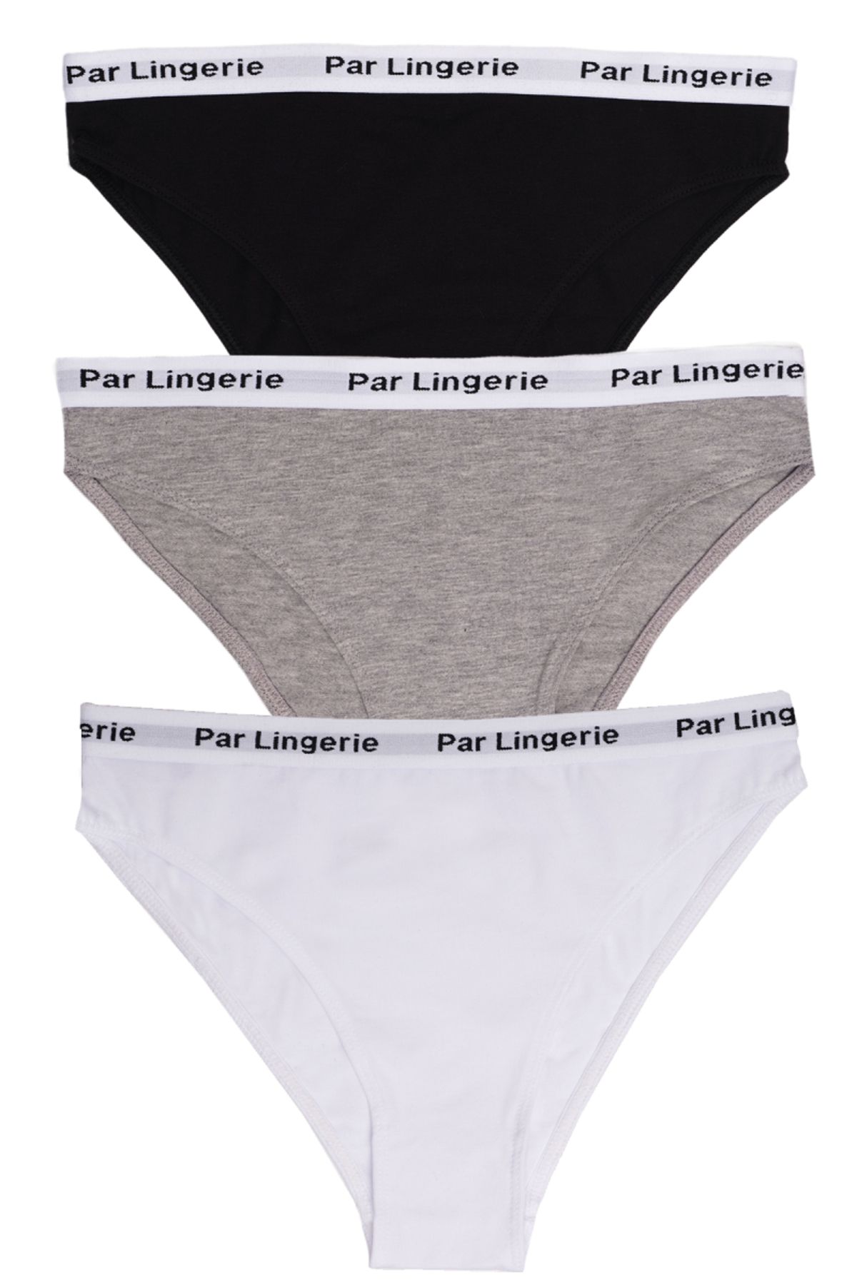 PAR LINGERIE Kadın 3lü Slip Külot Siyah-beyaz-gri