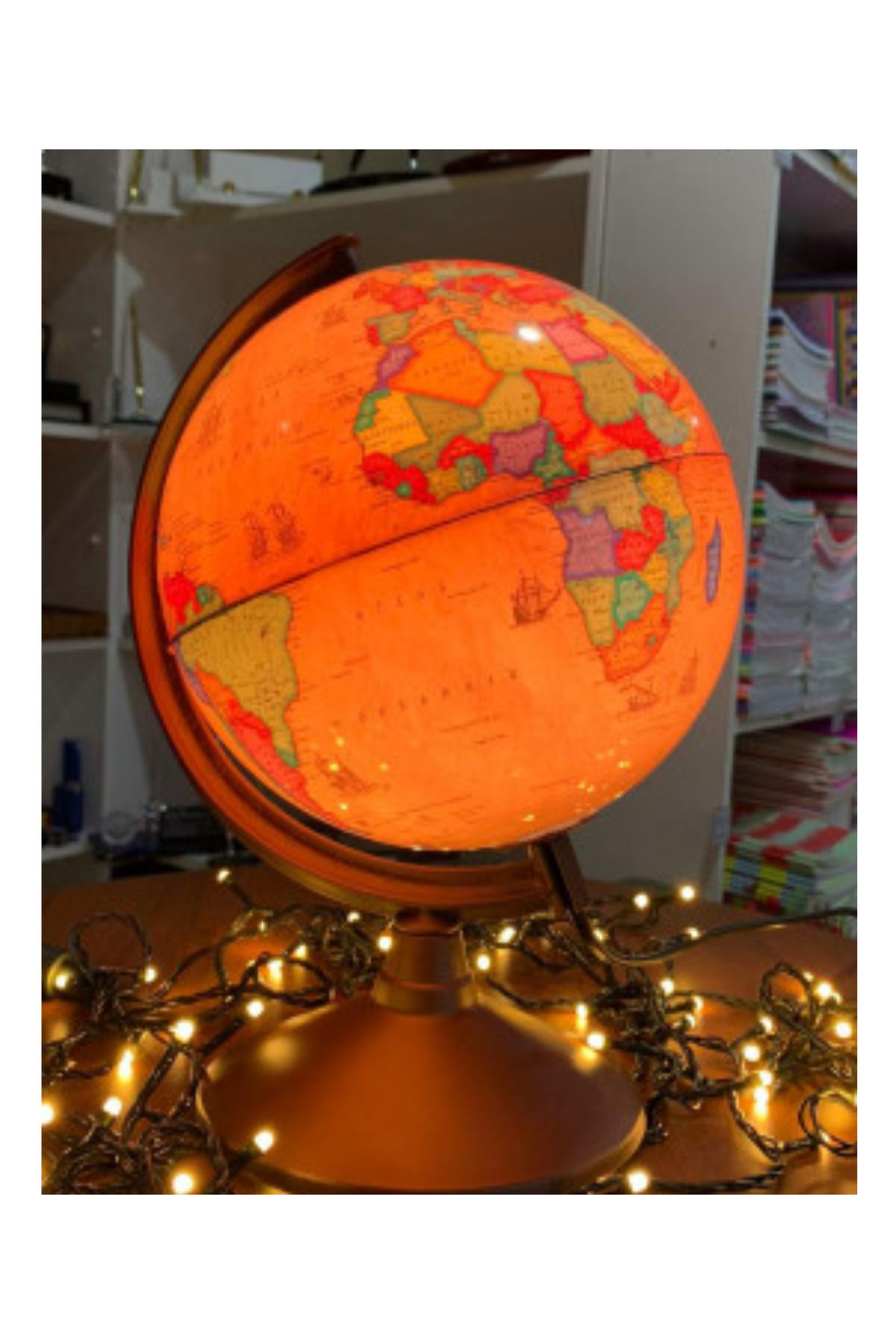 LRS STORE Işıklı Antik Küre / Dünya Küresi 26 Cm Eğitici Harita Gece Lambası Yüksek Kalite