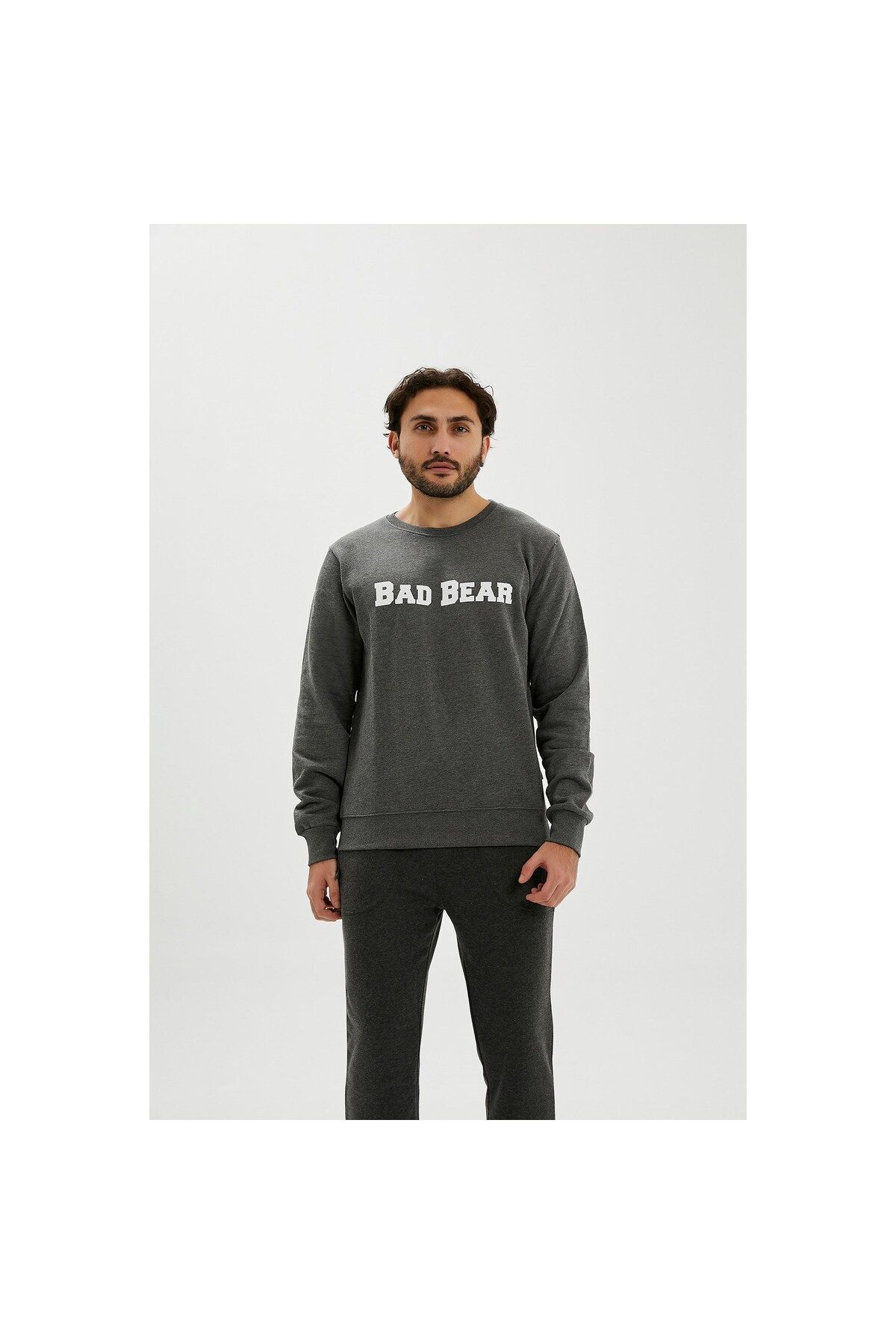 Bad Bear Player Erkek Gri Baskılı Sweatshirt