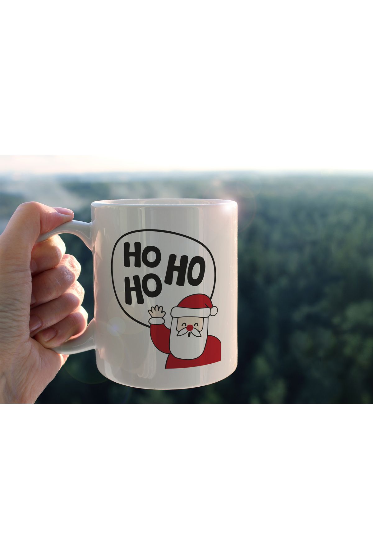 BENİMSER REKLAM HO HO HO Noel Baba Baskılı Seramik Kahve Çay Kupası