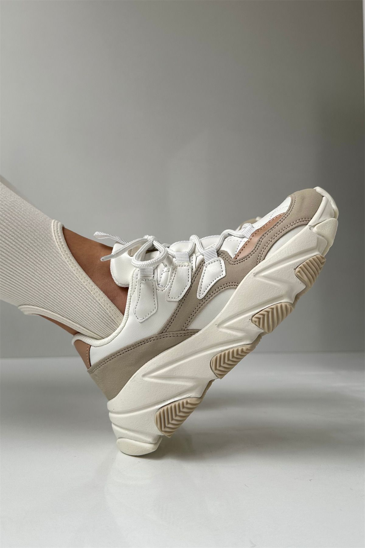 Mupa Shoes Kadın Spor Ayakkabı Beyaz Bej