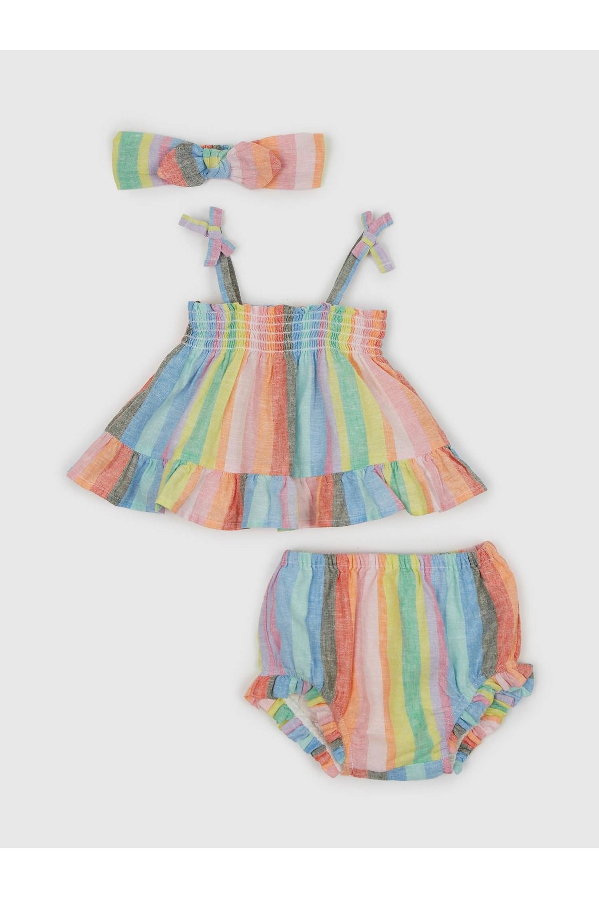 GAP Kız Bebek Çok Renkli Çizgili Outfit Set