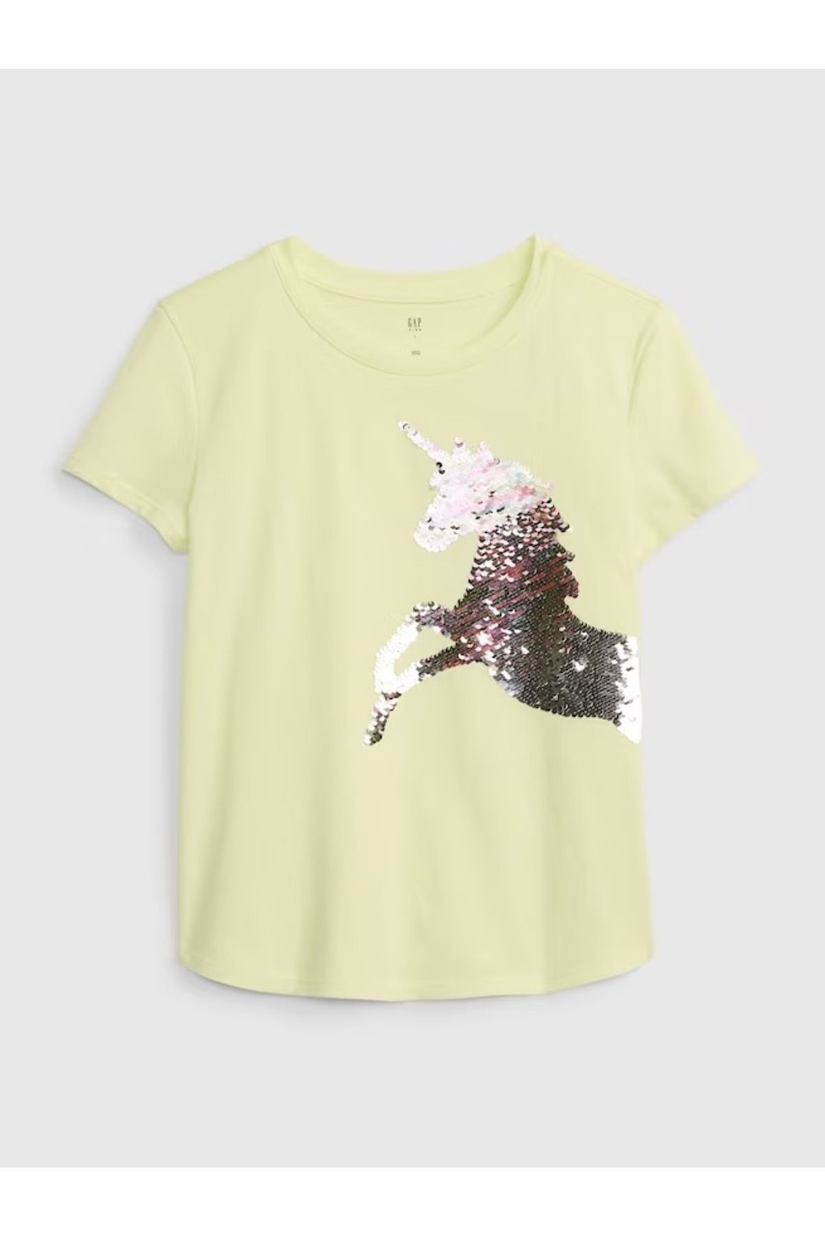 GAP Kız Çocuk Sarı Flippy Pullu Grafikli T-shirt