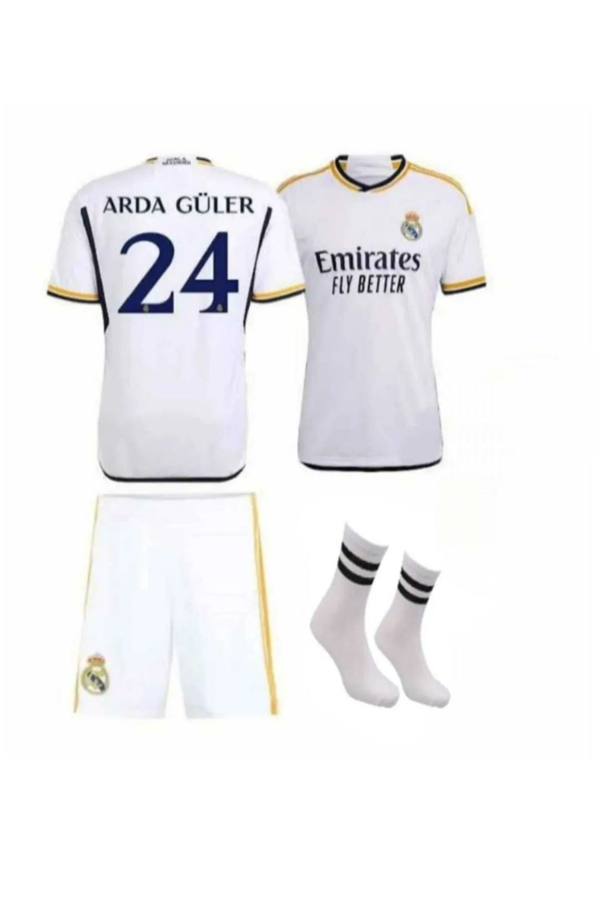 BYSPORTAKUS Real Madrid 2023/24 Yeni Sezon Arda Güler Çocuk Forması Şort Çorap 3'lü Set