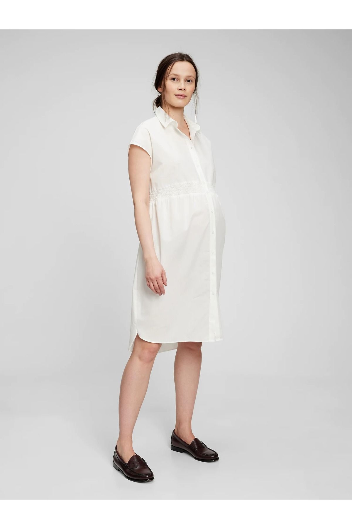 GAP Kadın Beyaz Maternity Gömlek Elbise