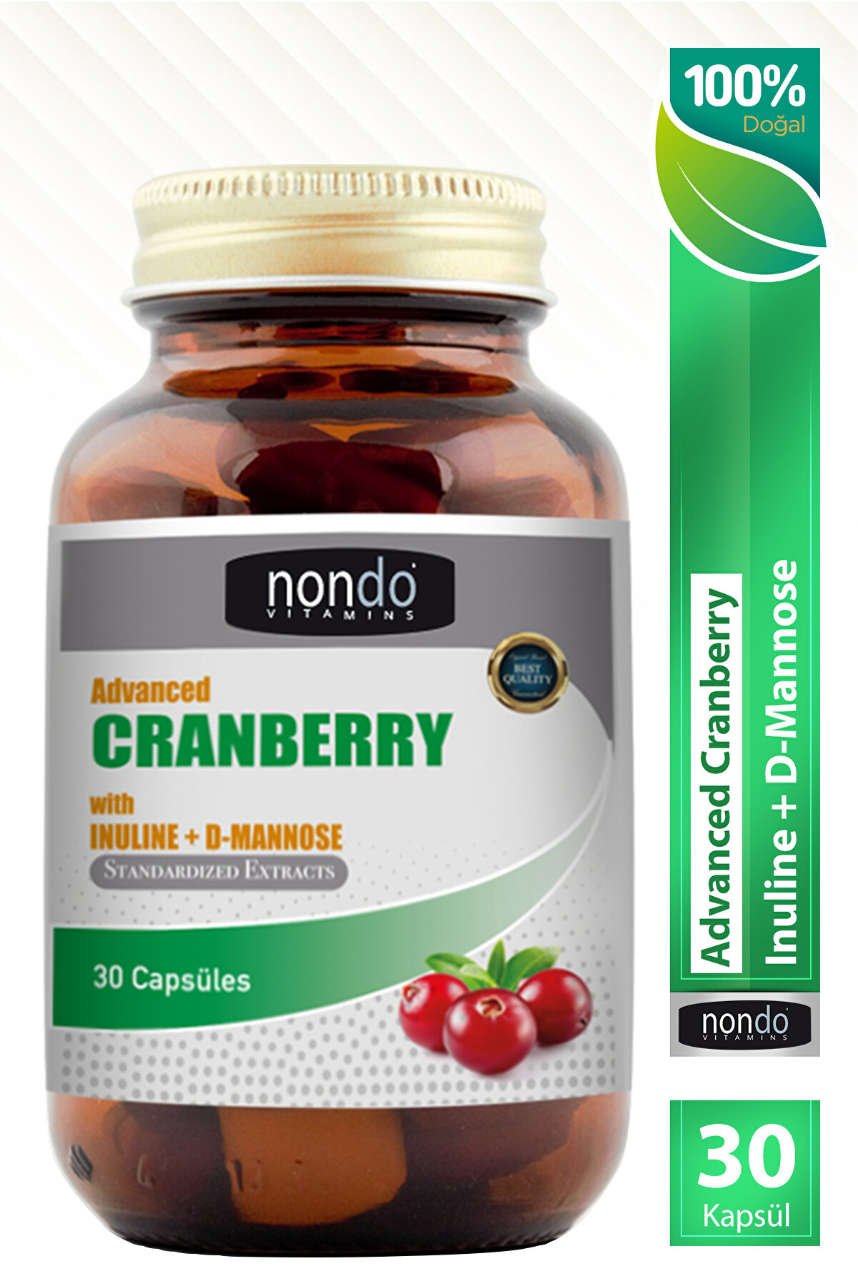 Nondo Advanced Cranberry 30 Kapsül (KIZILCIK EKSTRESİ, İNULİN, D-MANNOSE)