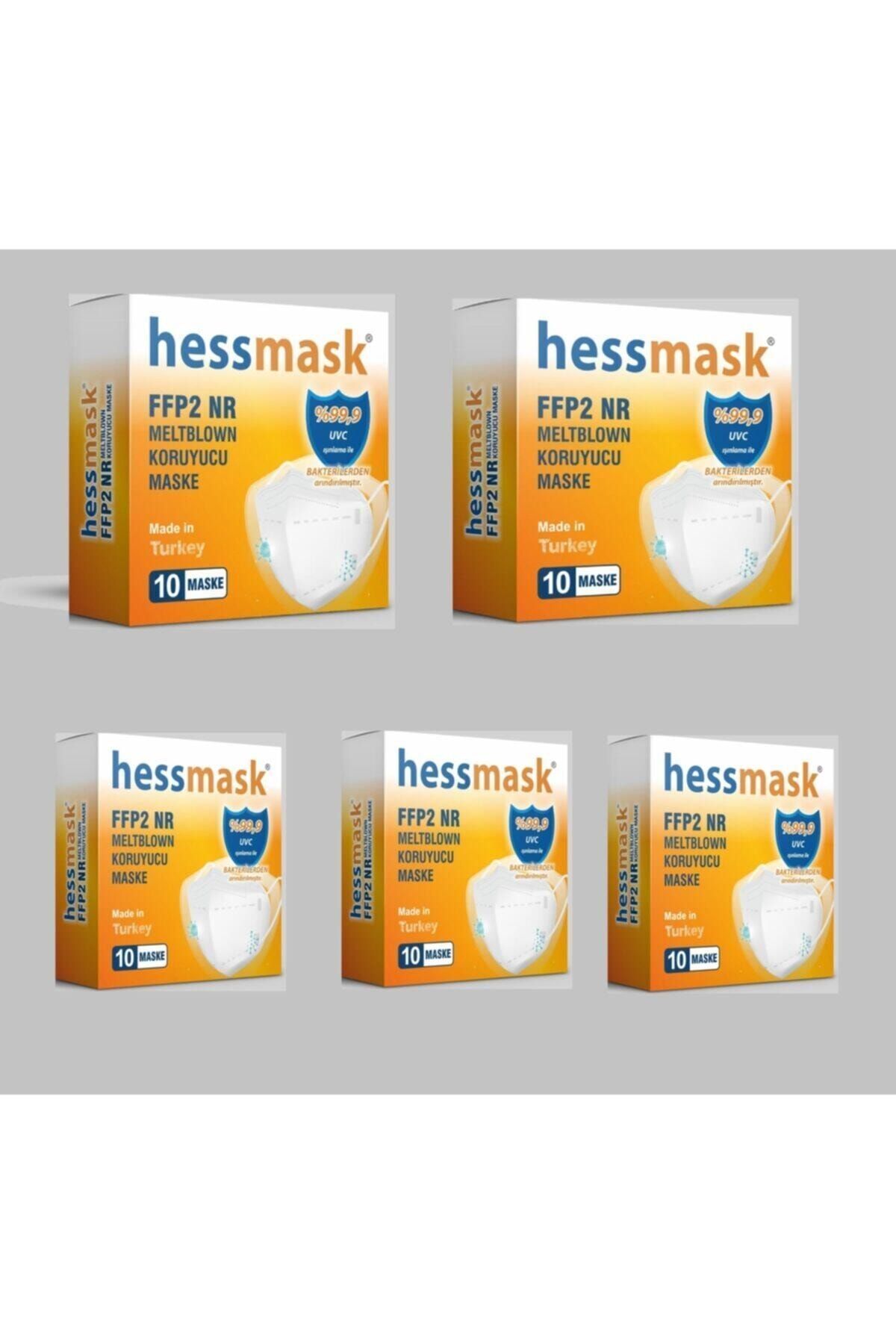 hessmask Ffp2 Nr Özellikli Ce Ve Iso Sertifikalı 5 Katlı Tek Tek Paketli 50 Adet Maske (5 KUTU)