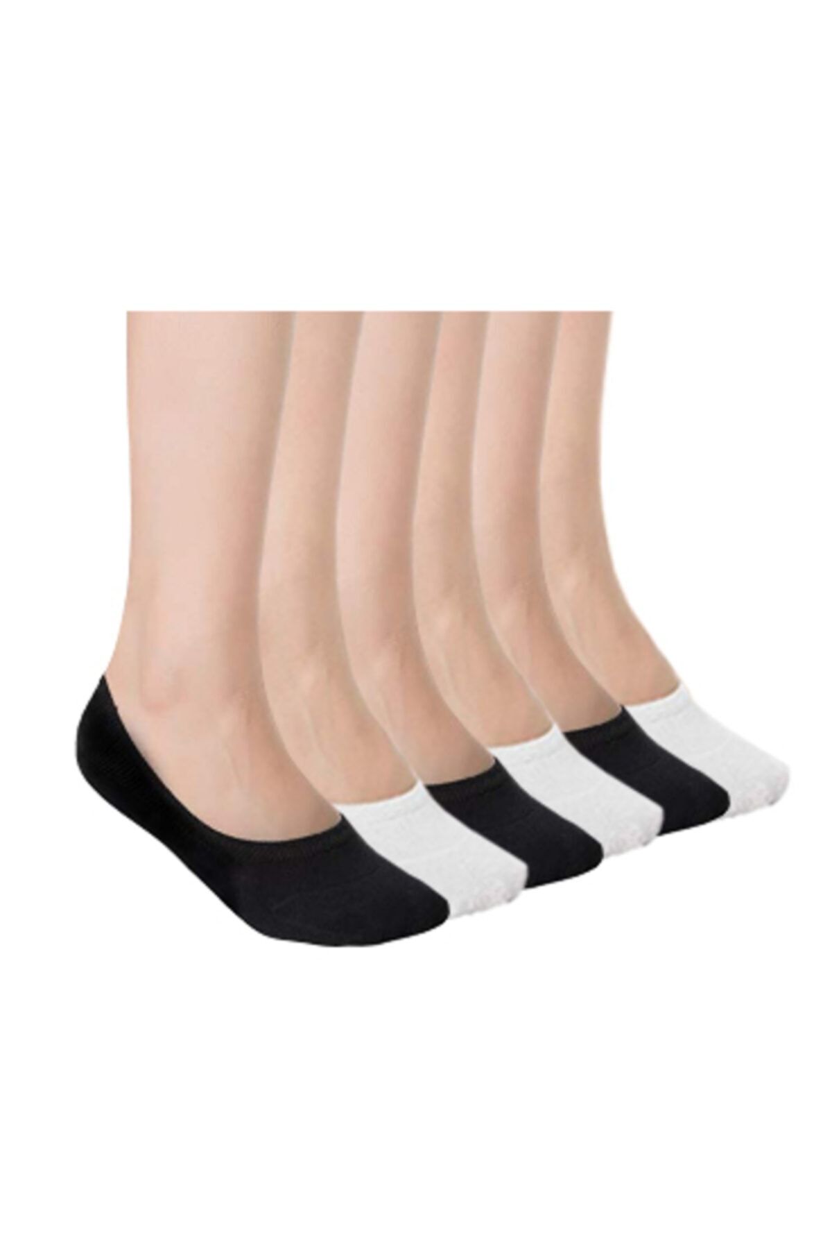 socksbox Bambu Dikişsiz Silikonlu Babet Çorabı | Siyah Ve Beyaz 8'li