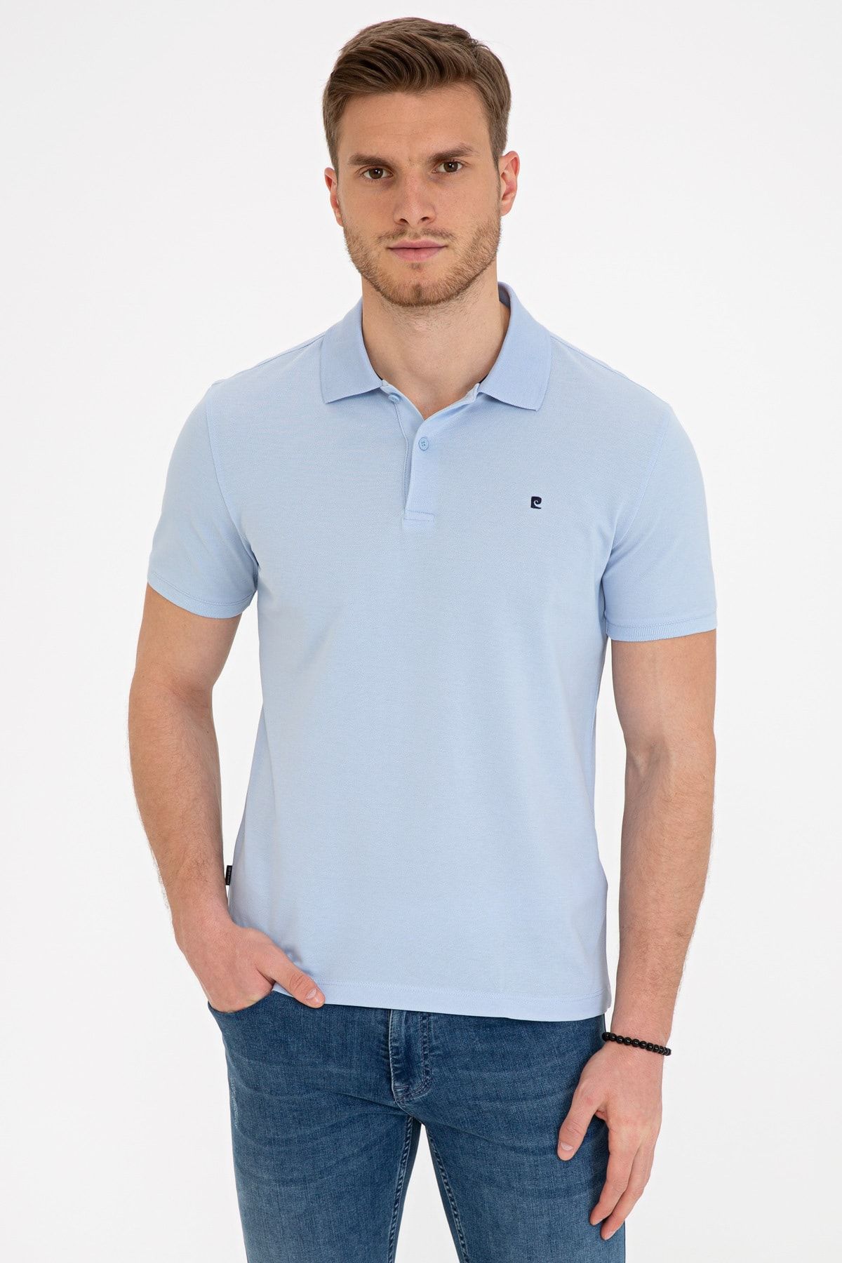 Pierre Cardin Açık Mavi Slim Fit Basic Polo Yaka T-Shirt