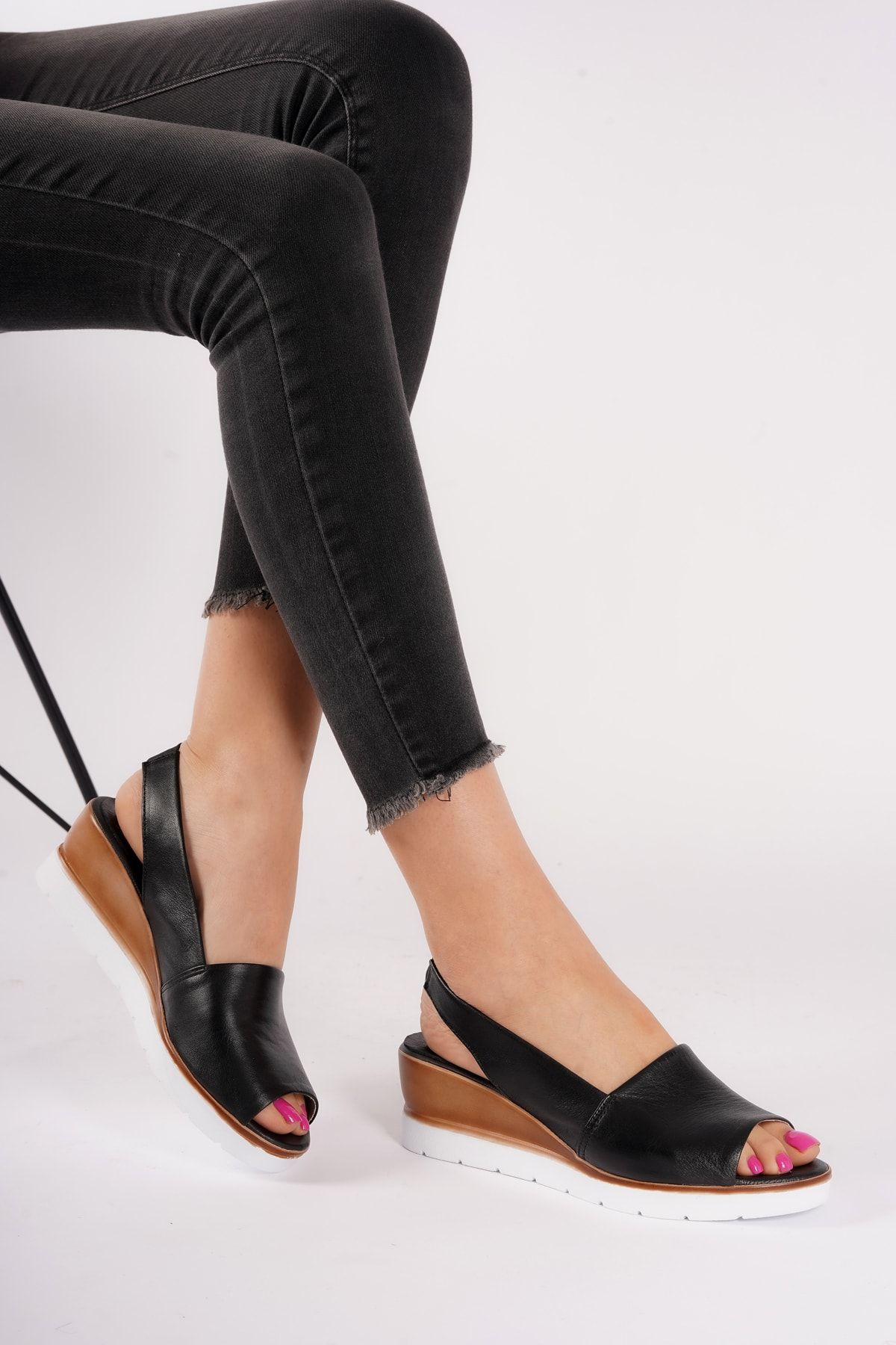 RİKEL DERİ Kadın Siyah Sandalet Kp-2103