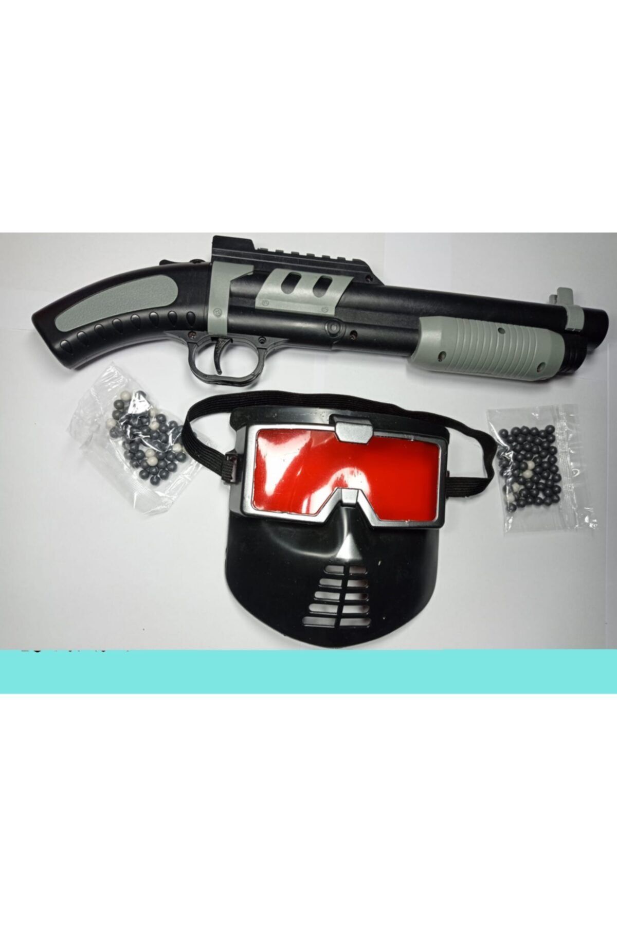 CAZİBE Pompalı Boncuk Atar Plastik Maskeli Oyuncak Tüfek
