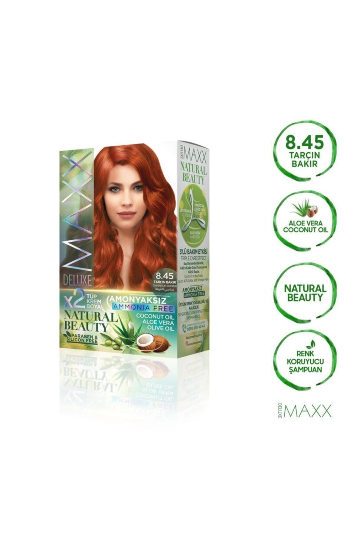 MAXX DELUXE Natural Beauty Amonyaksız 8.45 Tarçın Bakır Saç Boyası Seti
