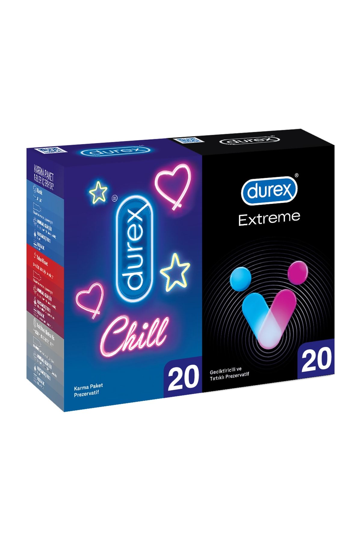 Durex Chill Karma Prezervatif 20’li +Durex Extreme li Prezervatif 20'li Avantaj Paketi